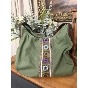 Woman's Canvas Hobo Boho Purse Multi Pocket Tote Shoulder Bag